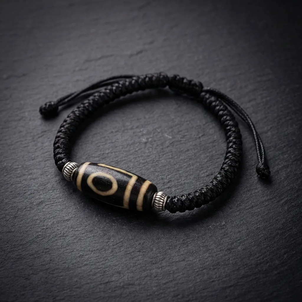 Heritage Dzi Bead Hand-Woven Agate Bracelet | JiStones Artisan Collection One-Eyed Wisdom