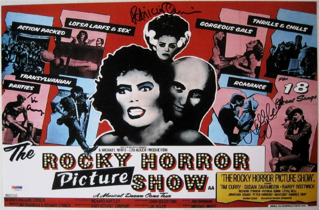 TIM CURRY PATRICIA QUINN CAMPBELL SIGNED AUTO ROCKY HORROR SHOW Photo Poster painting 11X17 PSA