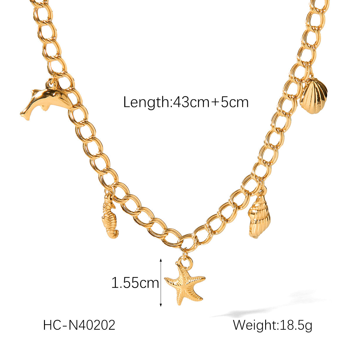 Beach Ocean Style Titanium Steel Necklace Starfish Dolphin Seahorse Shell Stainless Steel Pendant Clavicle Chain For Women