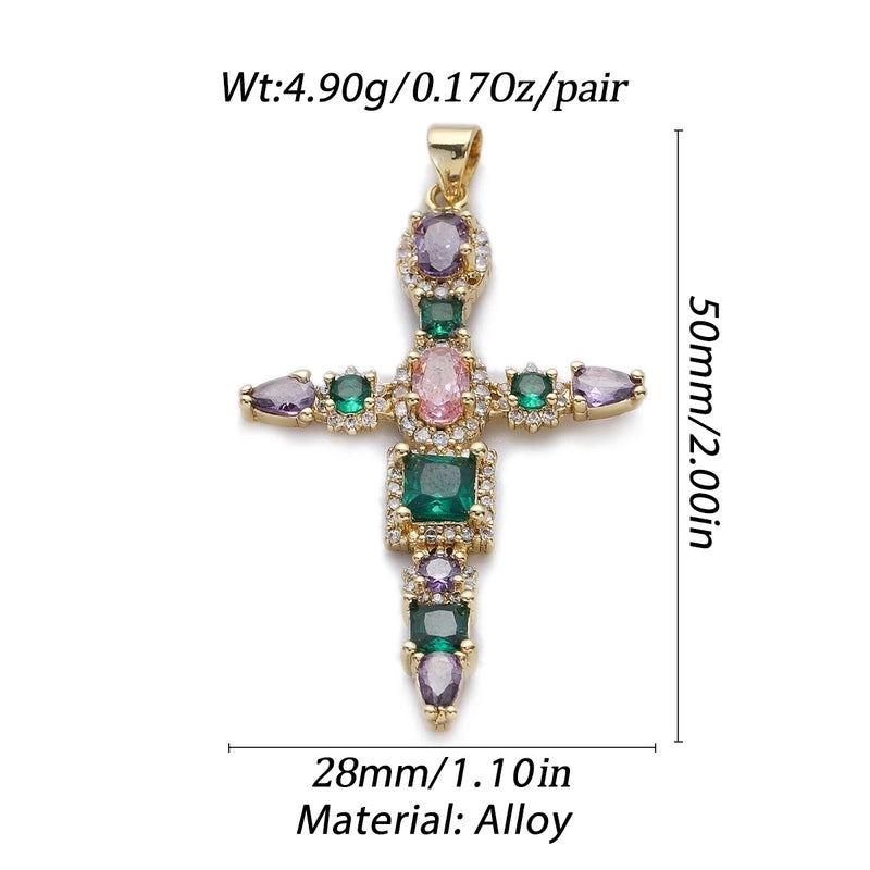 1 Piece Copper Zircon Cross Pendant