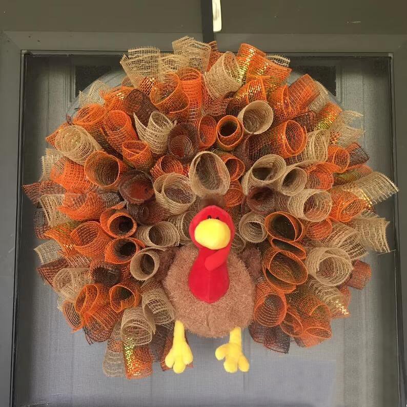 🔥Thanksgiving Hot Sale 49% 🦃Turkey Mesh Wreath/Thanksgiving