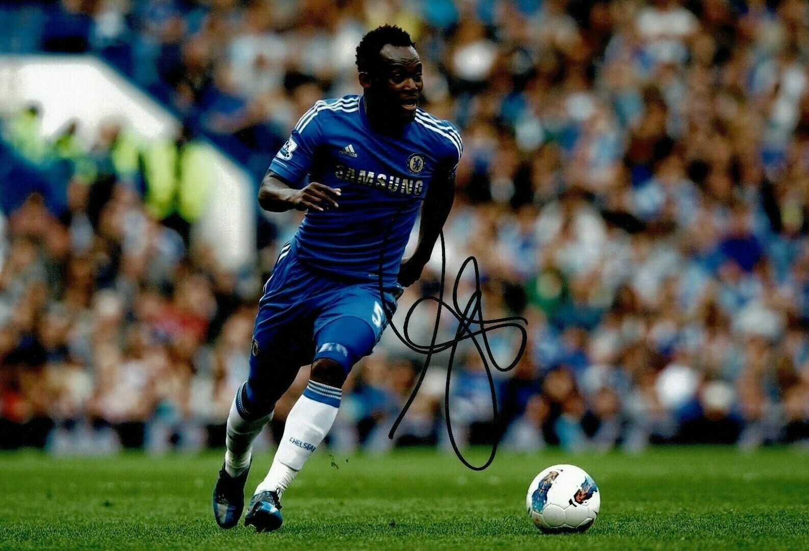 Michael Essien Signed 12X8 Chelsea F.C. Photo Poster painting AFTAL COA (1487)