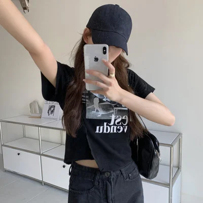Brownm Brownm Sense Short-Sleeved T-Shirt Women Summer 2024 New Korean Version Slim Slim Short Student Jacket Women's Clothing