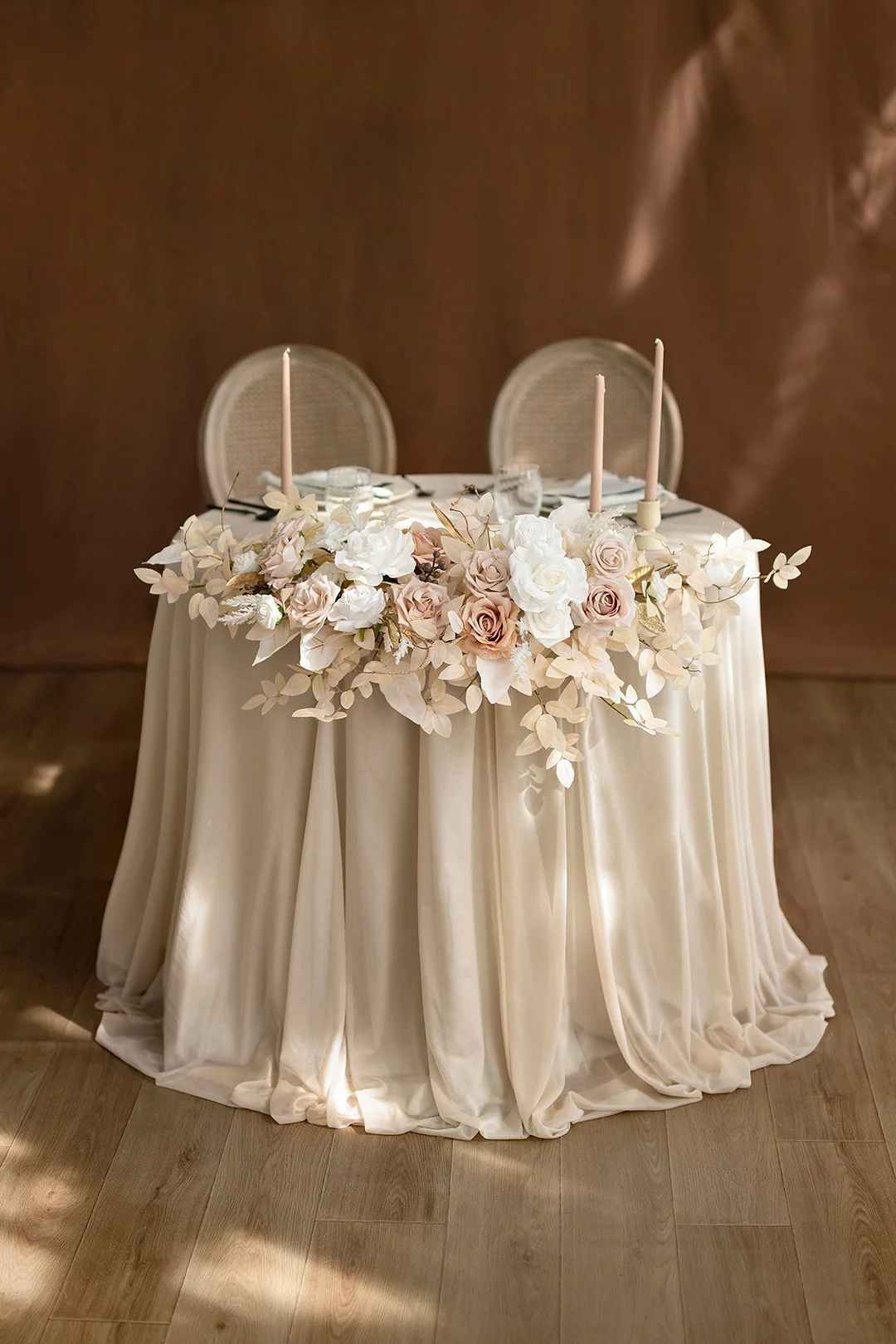 Head Table Floral Swags in White & Beige