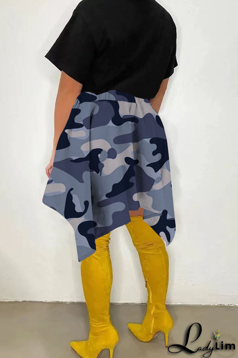 Pink Casual Street Print Camouflage Print Asymmetrical High Waist Type A Full Print Bottoms