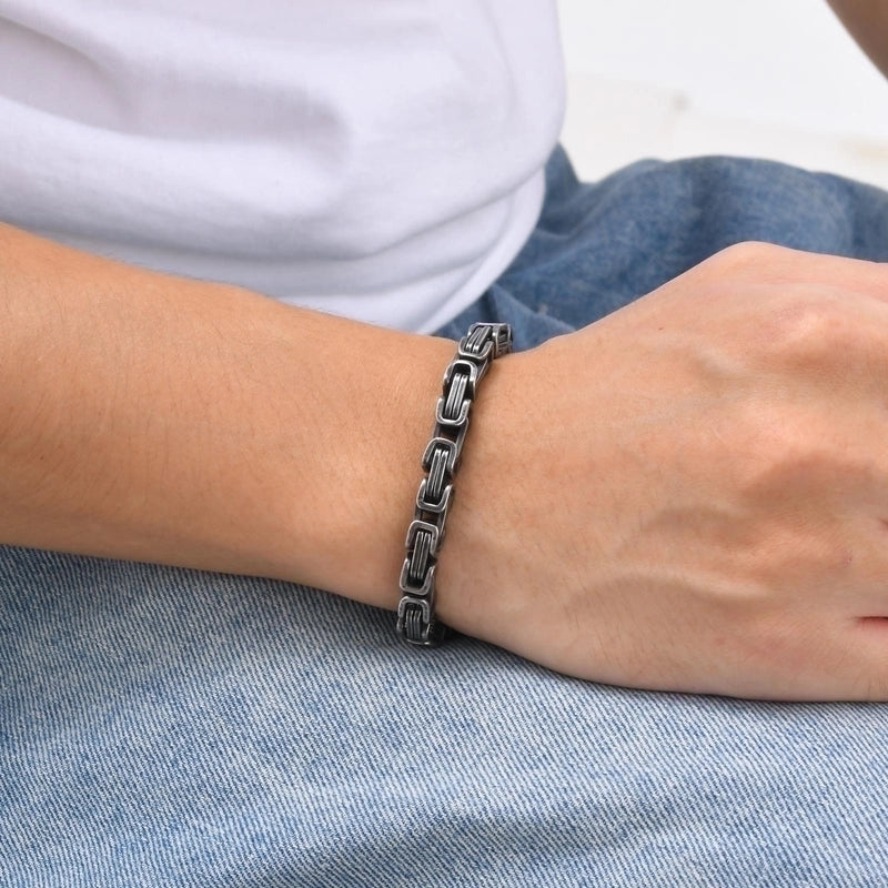 Basic Punk Solid Color 304 Stainless Steel 18K Gold Plated Men’s Bracelets