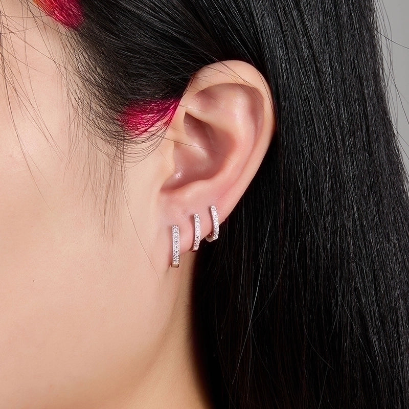 1 Pair White Gold Plated Gold Plated 925 Sterling Silver Zircon Geometric Earrings