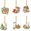 (US Local)6pcs Xmas Food  DIY Diamond Painting Art Pendant Wall Door Decoration