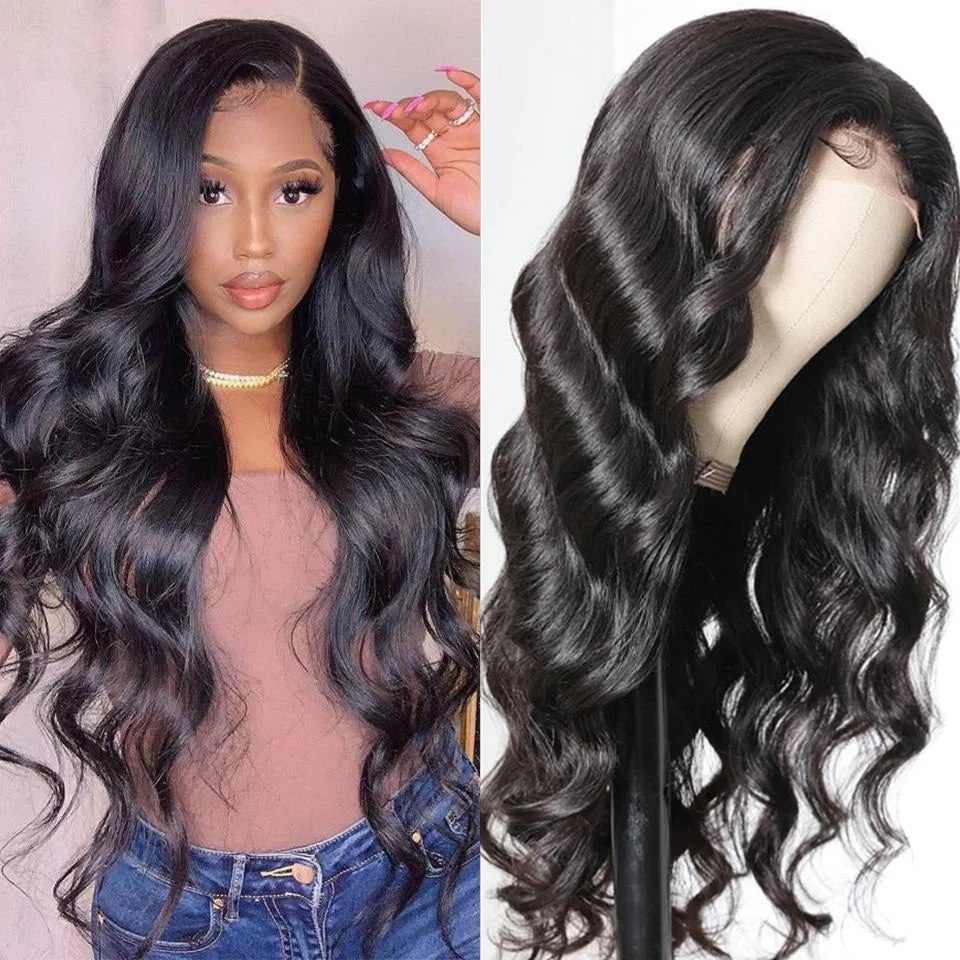 Body Wave Lace Closure Wigs Peruvian Hair Natural Hairline
