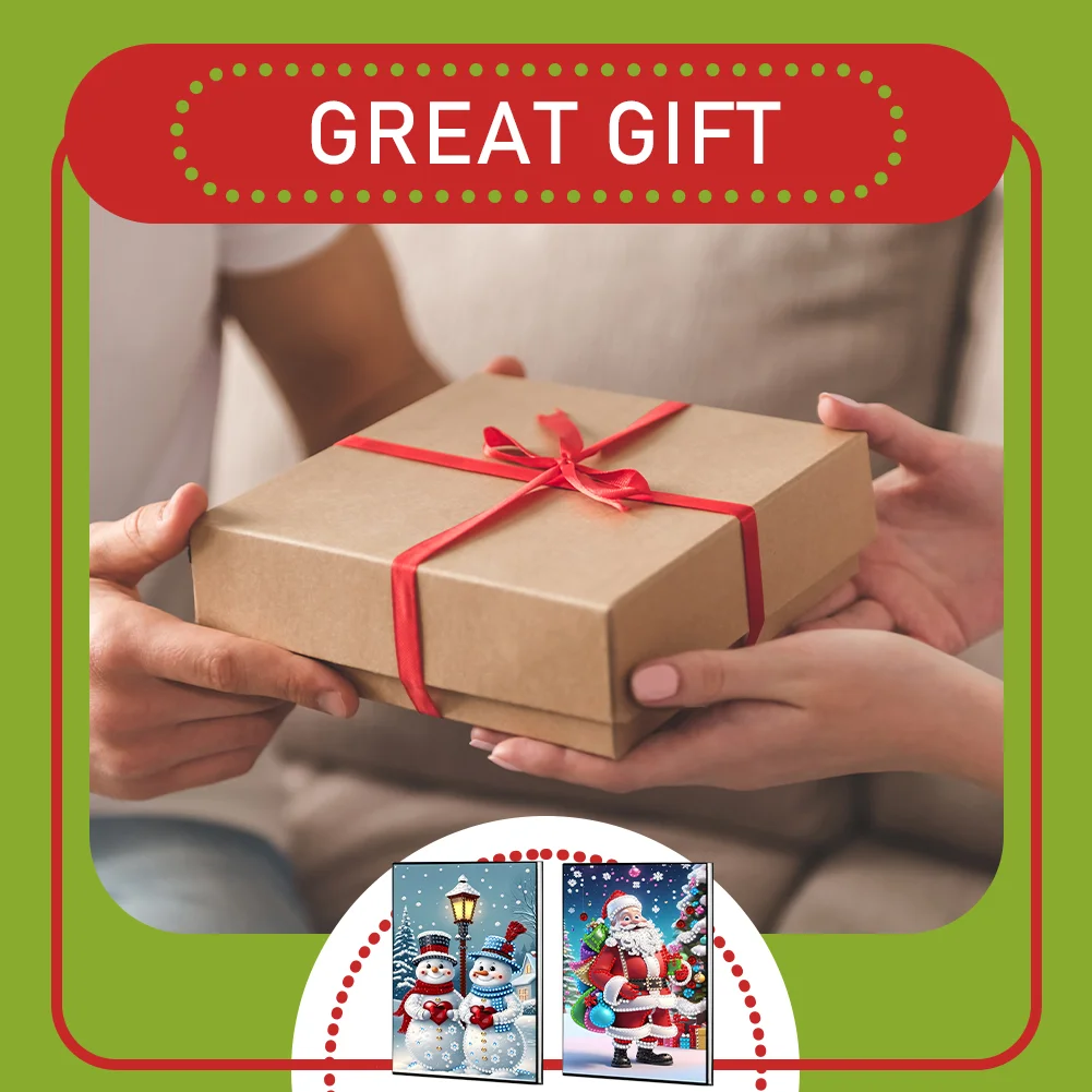 2pcs 50-Page A5 Snowman Santa Claus Diamond Painting Notebook for Adults Gift