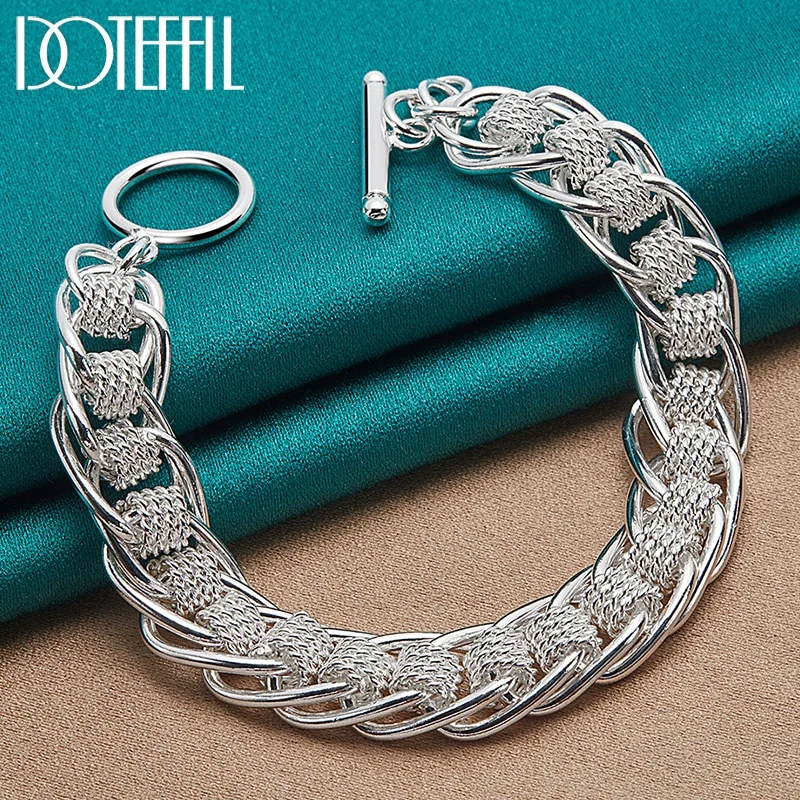 925 Sterling Silver Many Circle Charm Chain Bracelet For Women Man Fashionable Wedding Engagement Jewelry