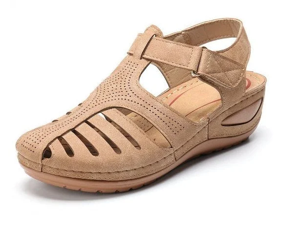 2020 Women Sandals Summer Ladies Comfortable Round Toe Ankle Hollow Sandals Female Soft Sole Shoes Drop shipping Plus Size 35-43