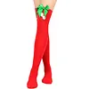 Women's Christmas Festival Bowknot Ball Striped Long Socks 