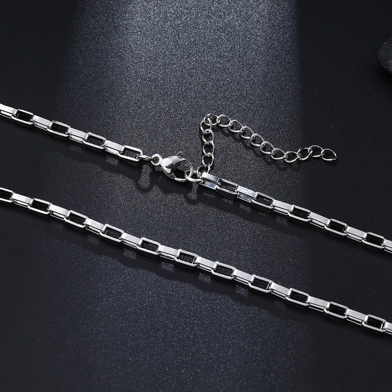 1 Men’s Fashion Casual Silver Stainless Steel Box Chain