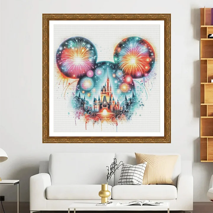 CC3838-Mickey Castle]_ 41.76_ Painting Fairy Cross Stitch_printed