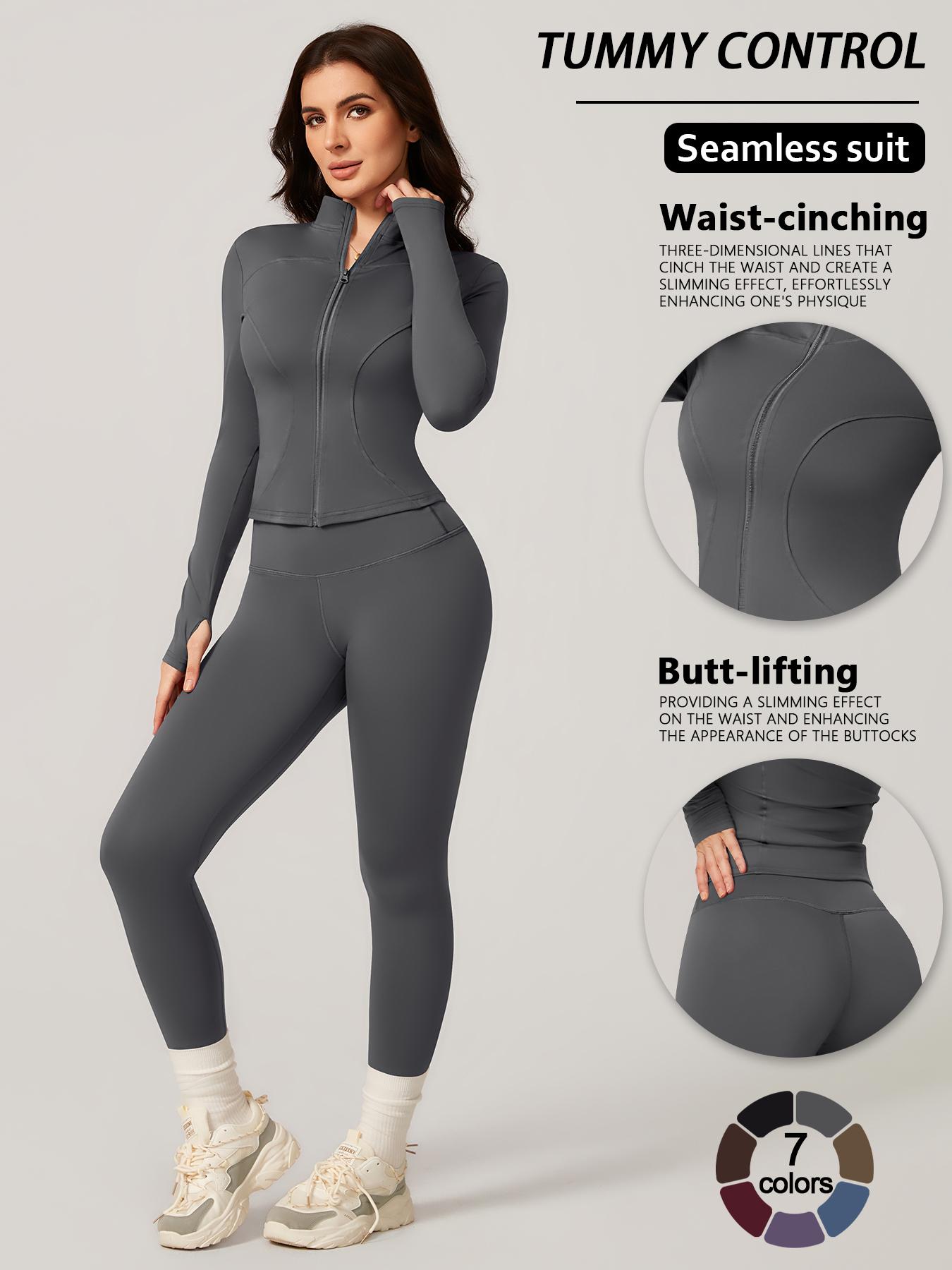 Women's Two-Piece Slim-Fitting Workout Set, Long Sleeve Top and Below-Ankle Sports Pants with Natural Waistline, All-Season Wearable Comfort Tracksuit Set, Stretchy Suit Set, Sportswear Set Women's Two-Piece Slim-Fitting Workout Set, Long Sleeve Top and Below-Ankle Sports Pants with Natural Waistline, All-Season Wearable Comfort Tracksuit Set, Stretchy Suit Set, Sportswear Set