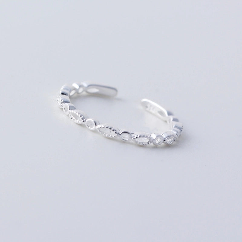 Simple Sterling Silver Ring S925 Korean Baroque Style Diamond Ring