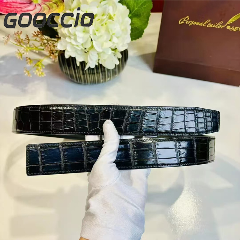 SV181 Handmade Crocodile Leather Belt For Men  GOOCCIO   