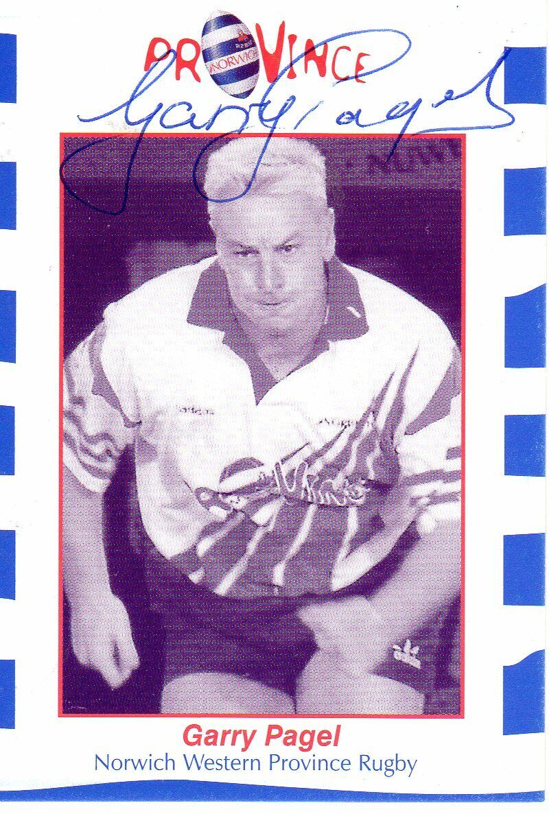 GARRY PAGEL AUTOGRAPH, RUGBY UNION, SOUTH AFRICA