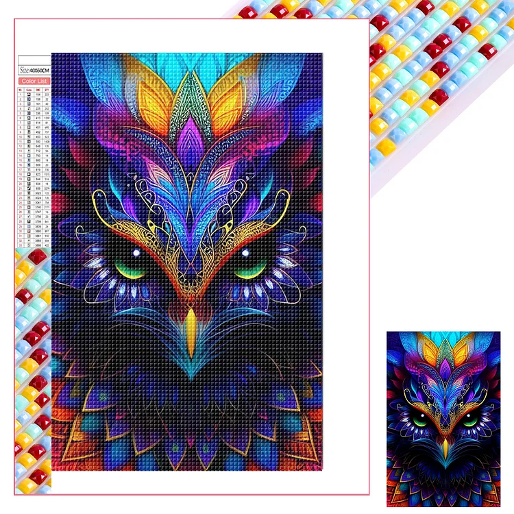 Full Square Diamond Painting - Colorful Owl 40*60CM