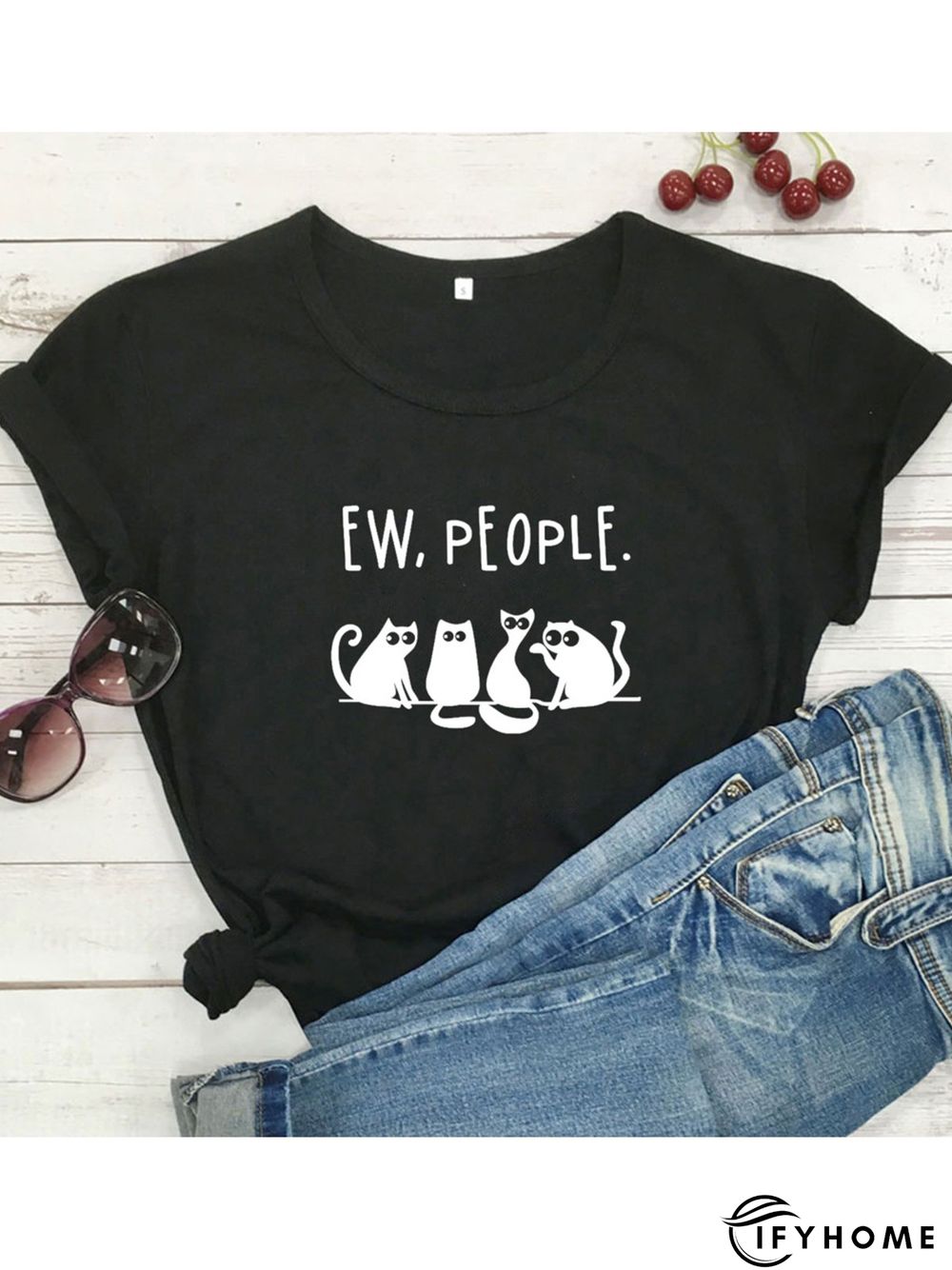 Casual Plus Size Printed Short Sleeve Tee Shirts Tops | IFYHOME