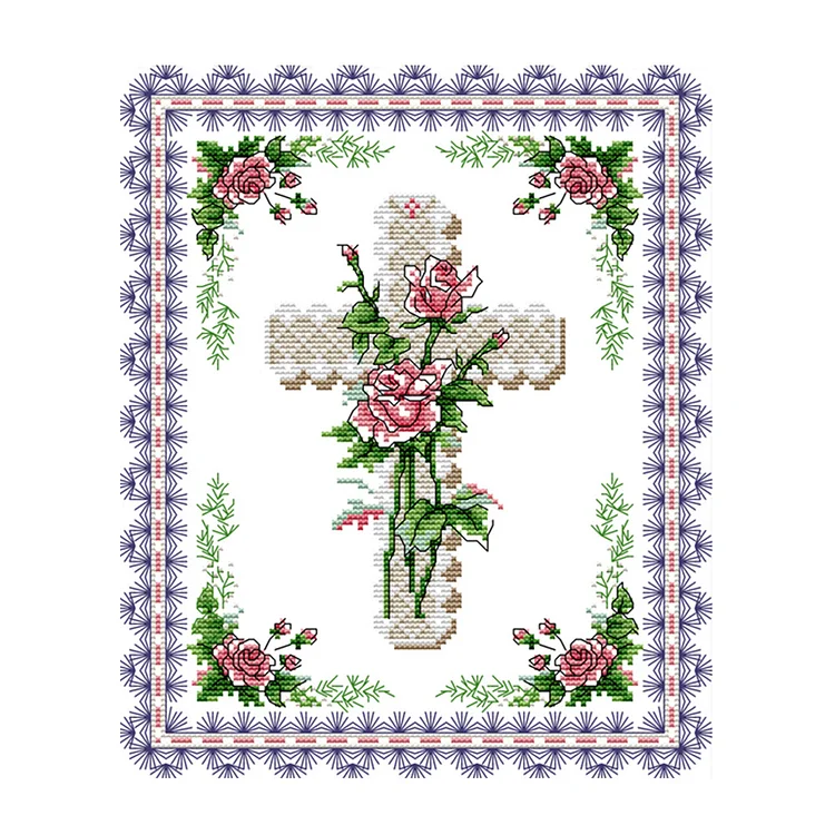 Joy Sunday Flower 14CT Stamped Cross Stitch 29*33cm