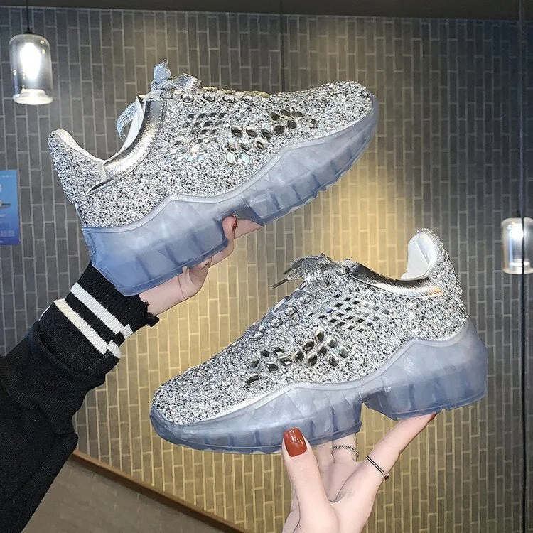 New Increase Walking Shoes for Women Outdoor Anti Slip Jogging Sport Sneakers Ladies Silver Red Breathable Gym Shoes 2020