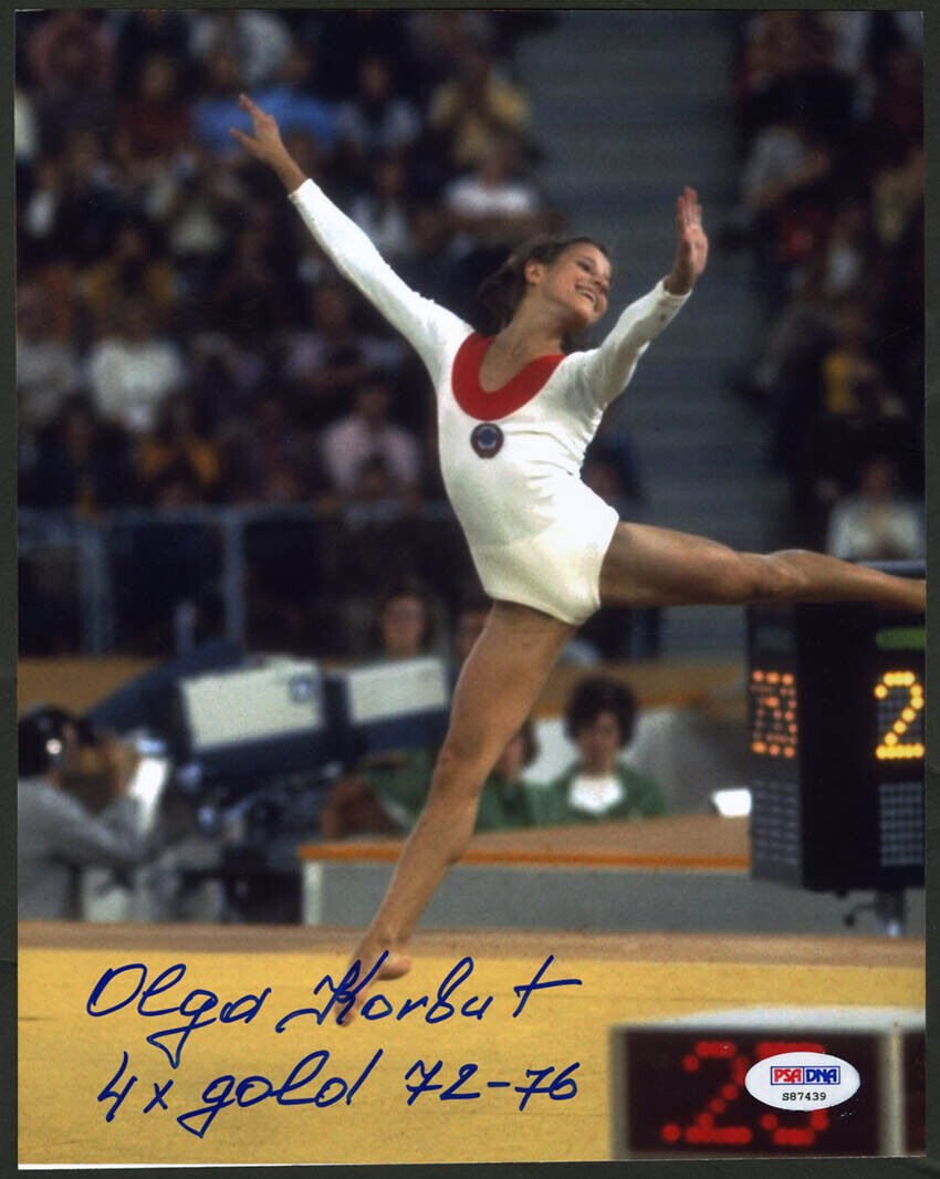 Olga Korbut SIGNED 8x10 Photo Poster painting + 4 x Gold Olympic Gymnastics PSA/DNA AUTOGRAPHED