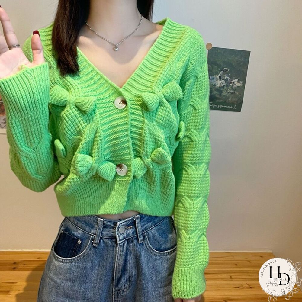 Sweet Bow Women Cardigan Sweater Autumn Winter Fashion Harajuku Crop Tops Female Casual Korean Long Sleeve Y2k Sweater New
