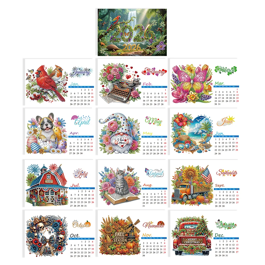 5D/DIY Calendar Crystal Painting Desk Calendars Kit Diamond Painting Calendar