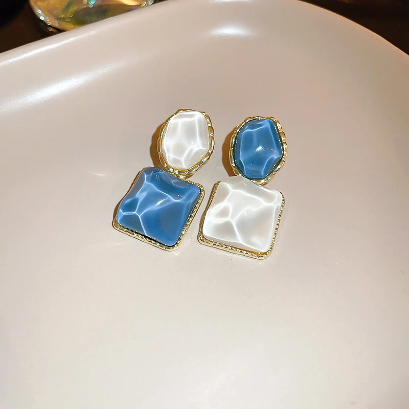 Blue Square Earrings