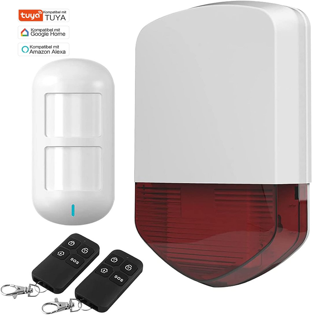 Outdoor WIFI Flash Sirene Alarm Outdoor Alarm System 433MHz Sirene 12V mit PIR Fernbedienung 110dB Home Security LB01WF Deutsche Aktionsprodukte Full Strike Gmbh