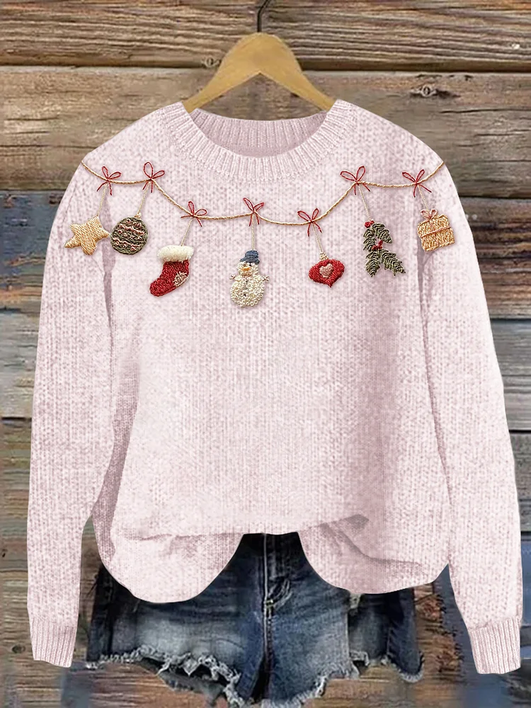 Women's Christmas Art Crew Neck Cozy Sweater