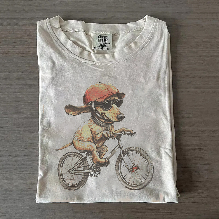 Dachshund Riding Bike T-shirt