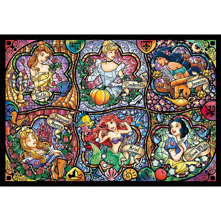 Glass Art - Disney Princess  11CT Stamped Cross Stitch 90*62CM