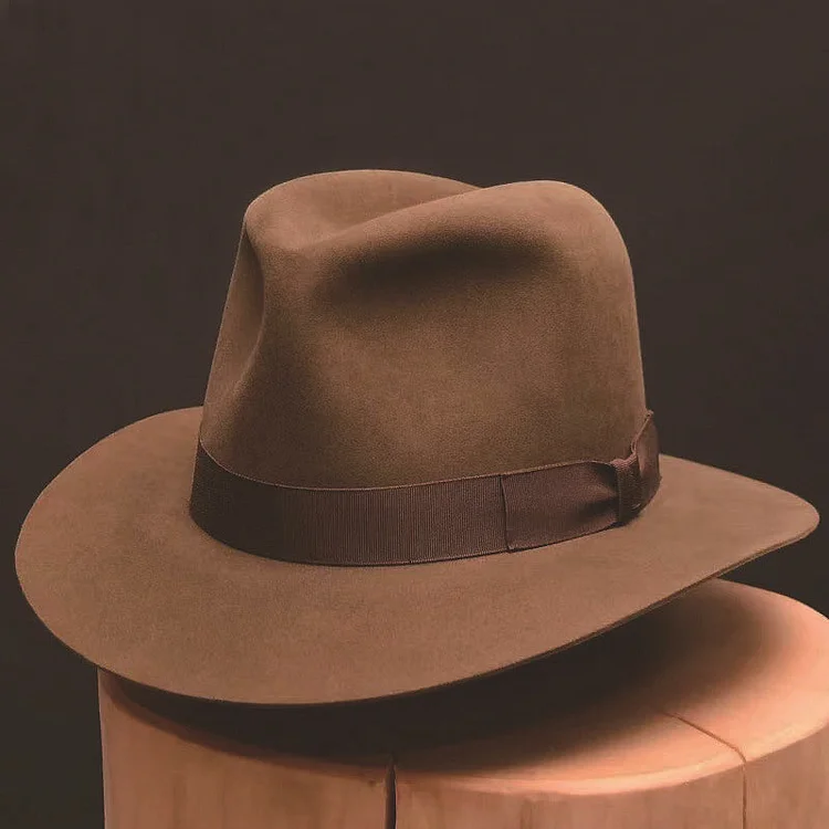 Fashionable solid color sheep felt hat Bow ribbon decorated pure wool hat