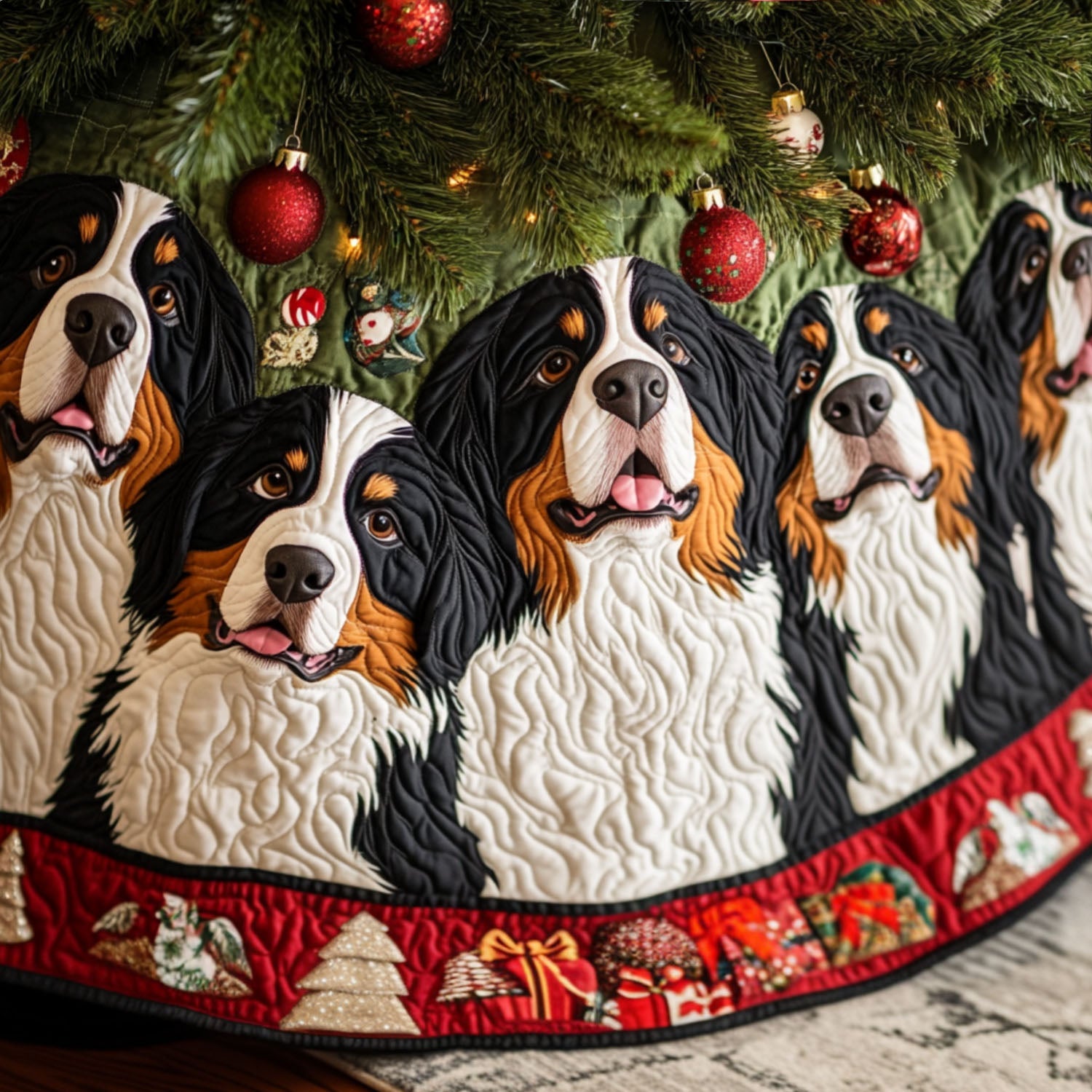 Swiss Voyager Quilted Christmas Tree Skirt NCU0PT2595