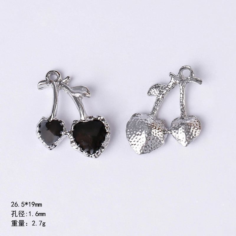 20 PCS/Package 22 * 9mm Alloy Cherry Heart Shape Rose Pendant Jewelry Accessories