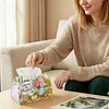 DIY Diamond Art Tissue Box Holder Plant PULeather Diamond Art Desktop Organizer Resin Rhinestone Storage Organizers Gem Art Home Office Decor Craft Gift for Women