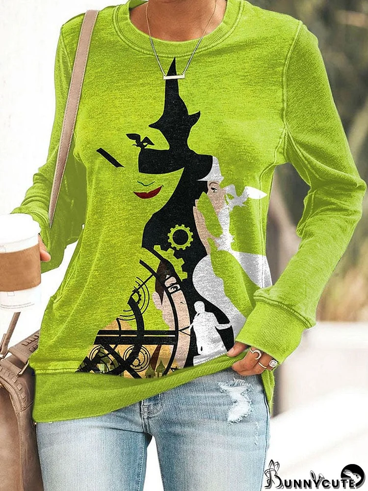 Women's Casual Halloween Print Long Sleeve Sweatshirt