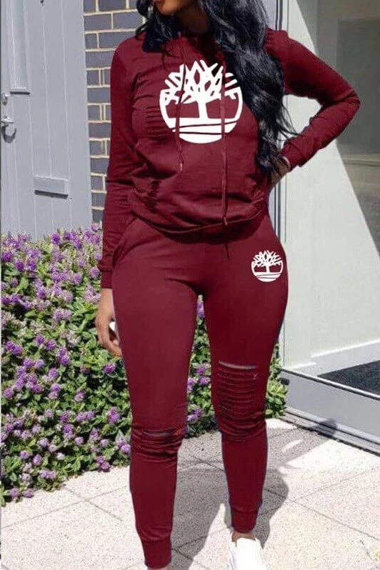 Fashion Casual Printing Hooded Sports Suit
