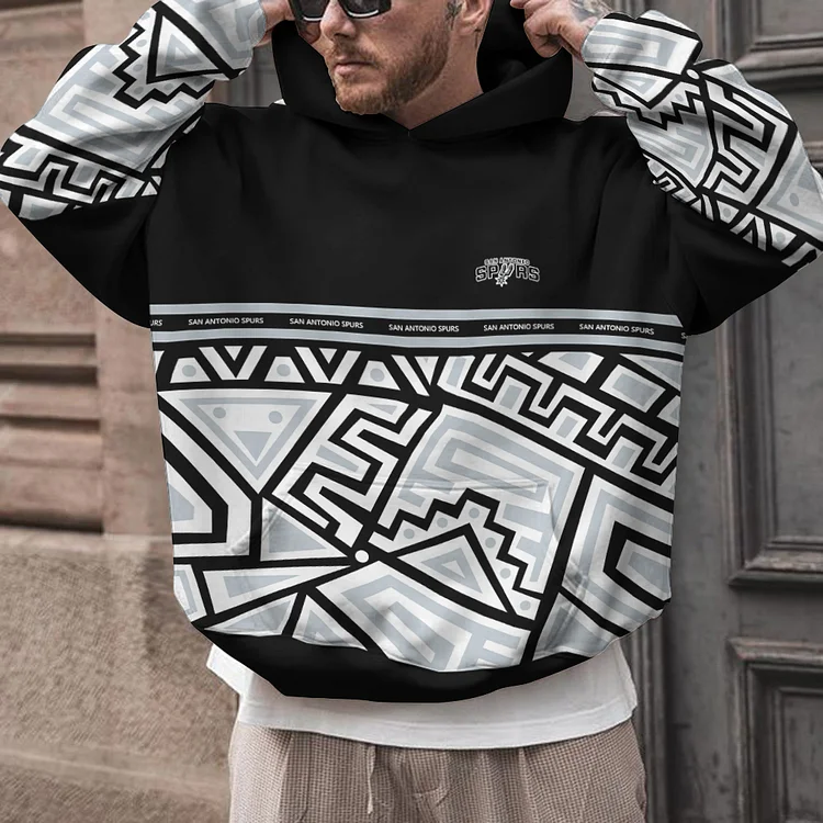 San Antonio Spurs Printed Hooded Pocket Pullover Hoodie