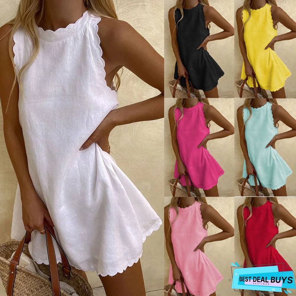 Sexy Solid Color Sleeveless Loose Women's Vest Dress