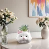 [US Local Warehouse] Cat Ceramic Succulent Pot Bonsai Container Resin with Drain Hole for Home Office