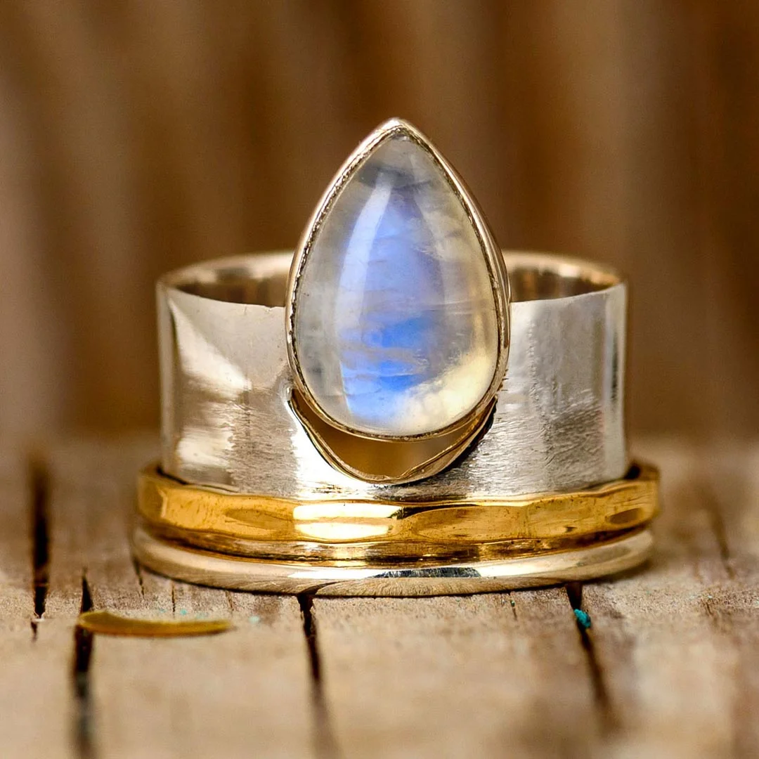 Moon and Moonstone Fidget Ring