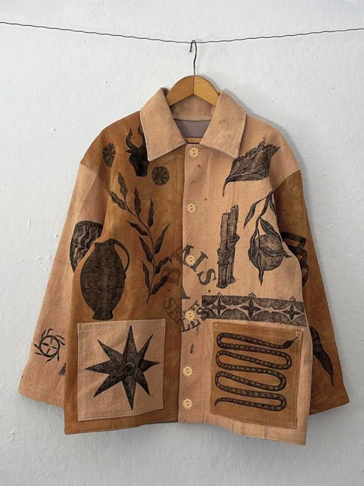 Vintage Scandinavian Style Art Pattern Women's Jacket