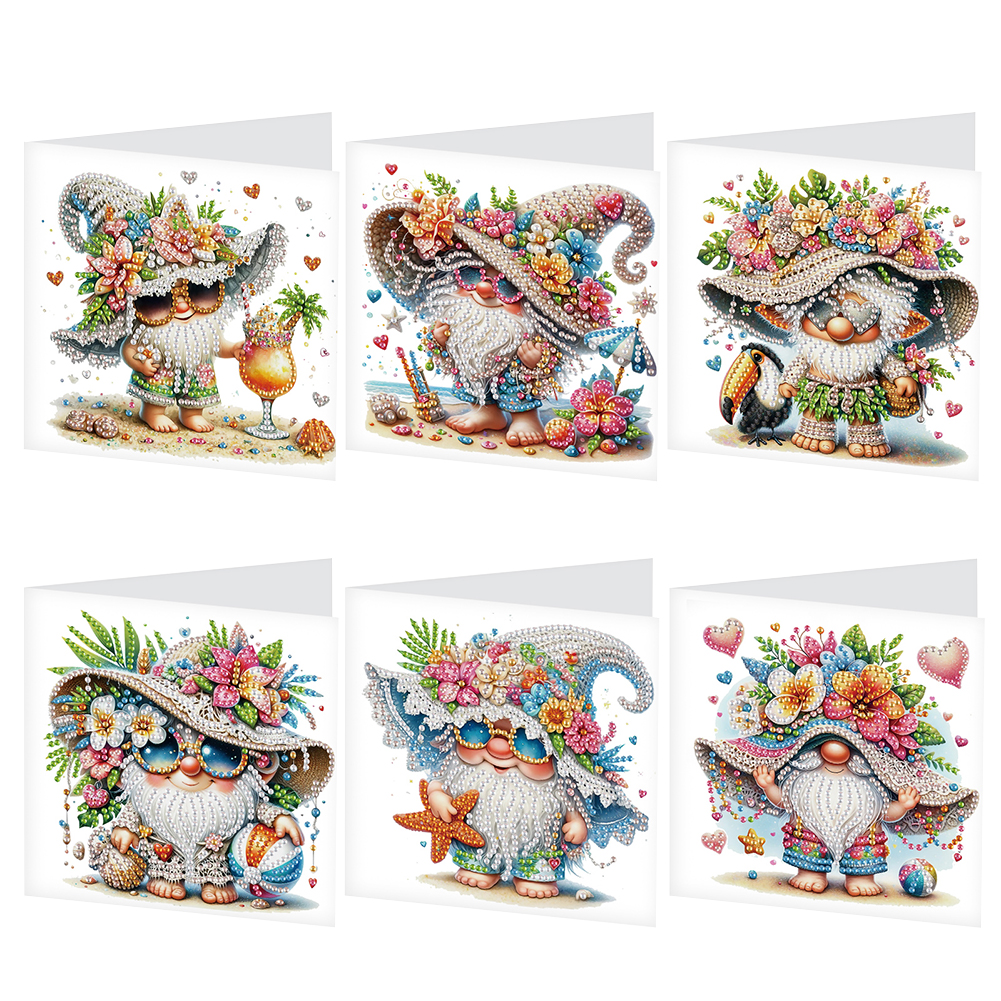 6pcs Diamond Painting Greeting Cards DIY Diamond Art Cards Arts Crafts (Gnome)