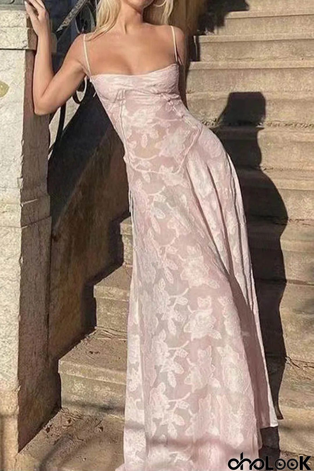 Pink Lace Corset Cami Dress