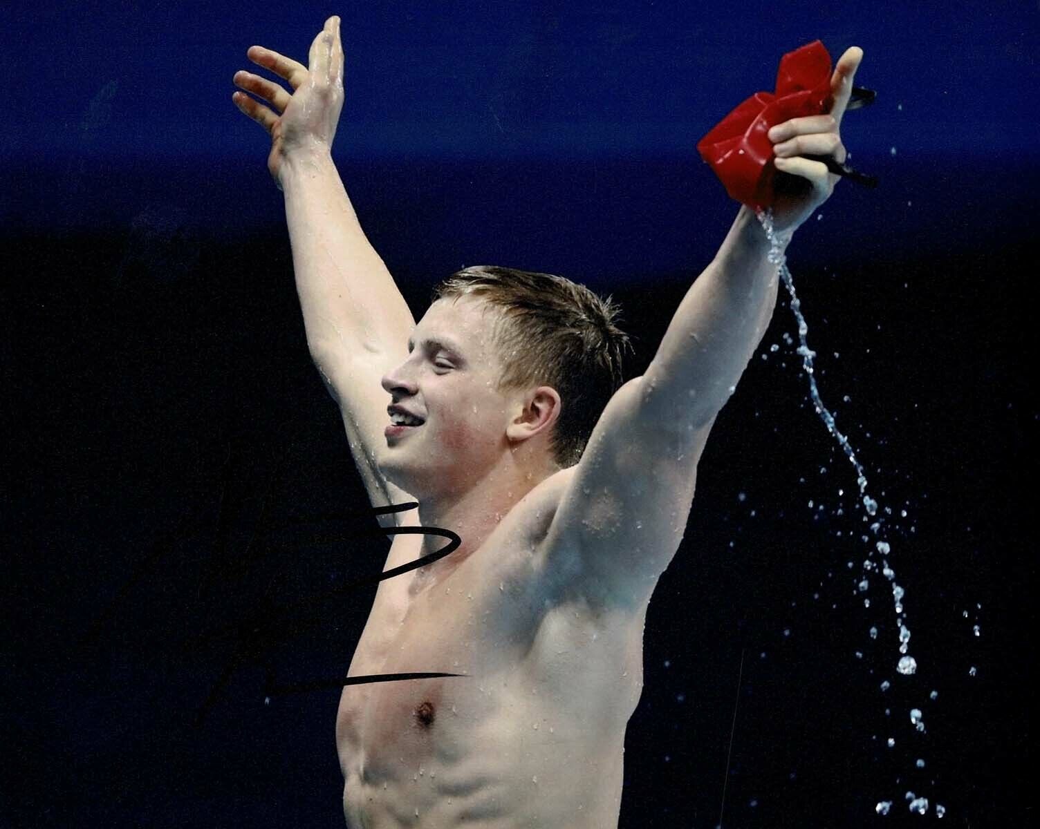 Adam PEATY Gold Medal Olympic Swimmer Autograph Signed 10x8 Photo Poster painting 1 AFTAL COA