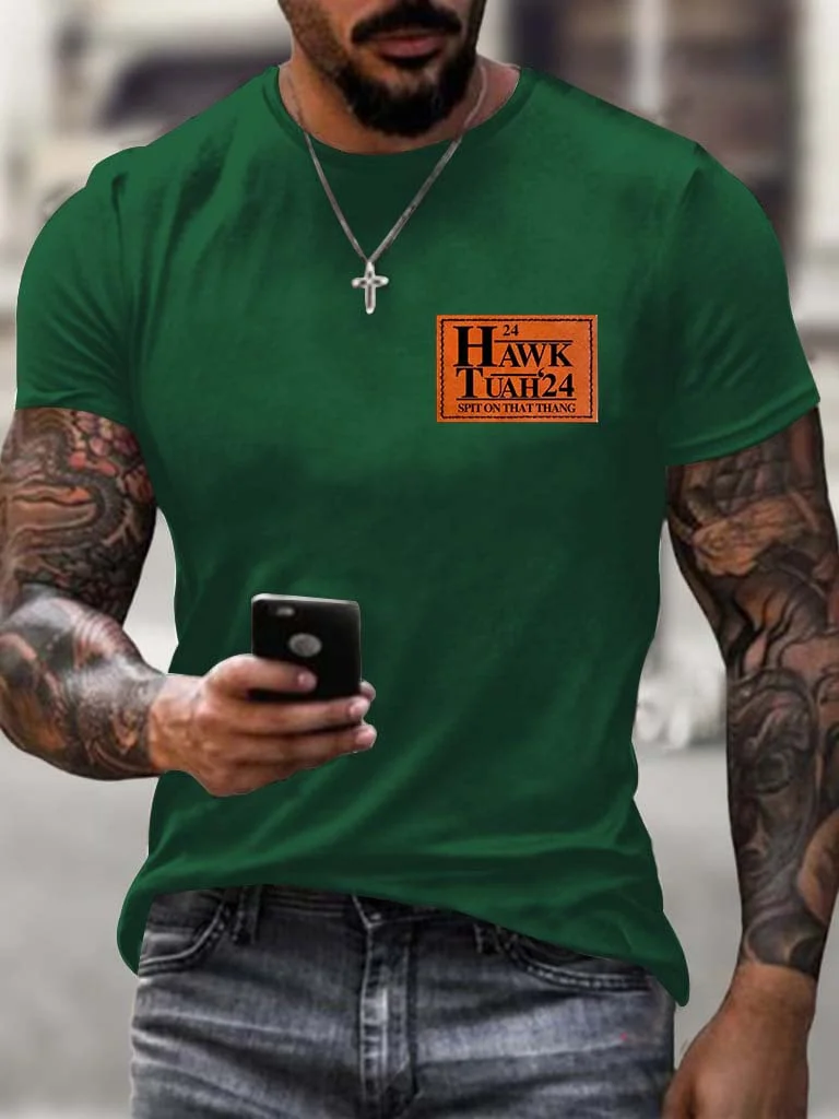 Men's Vintage Hawk Tuah Spit On That Thang Print T-Shirt